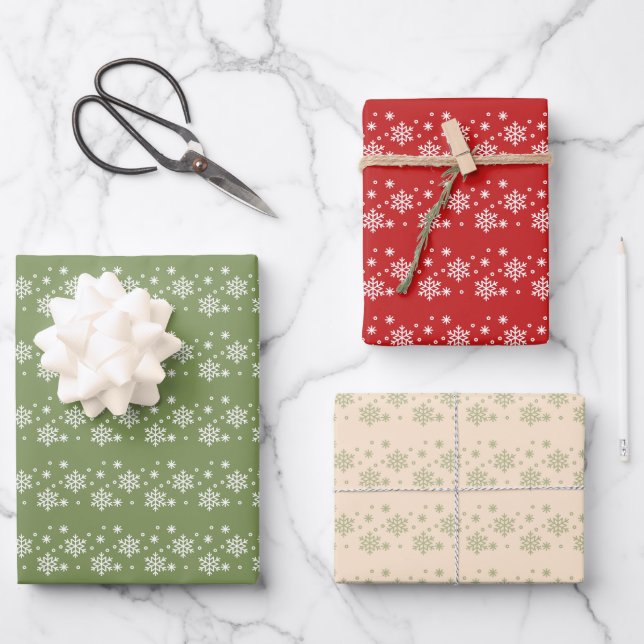 Trio de flocon de neige Papier d'enveloppement de  (Recto)