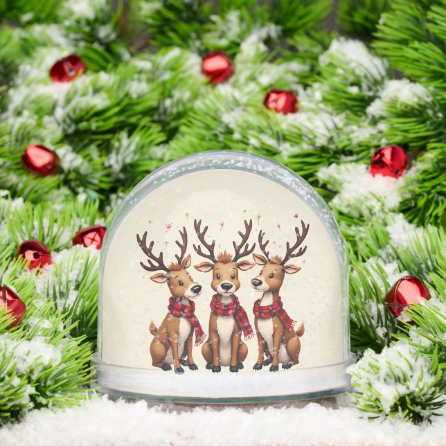 Trio de rennes de Noël mignon avec des carreaux (Noël)