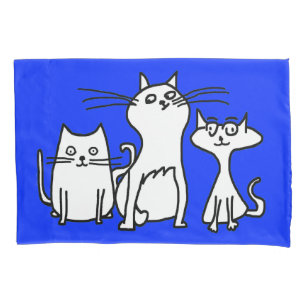 Trio de taie d'oreiller de chats de bande dessiné