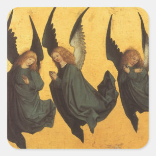 Trio der Renaissance-Engel von Meister des Hausbuc Quadratischer Aufkleber