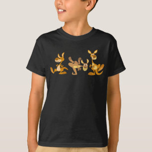 Trio Mignon de Kangourous de Dessin Animé T-Shirt 