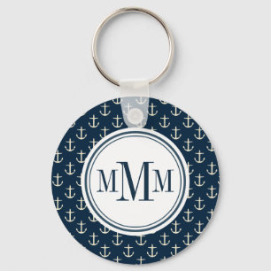Trio Monogram Anchor Muster Schlüsselanhänger