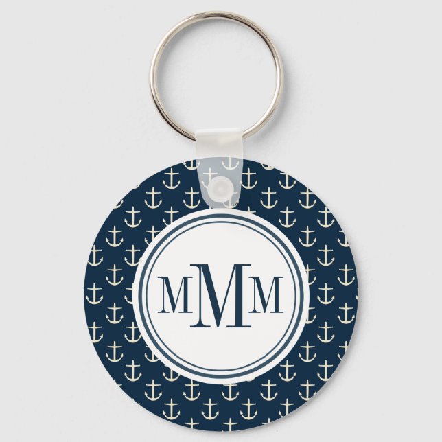 Trio Monogram Anchor Muster Schlüsselanhänger (Vorderseite)