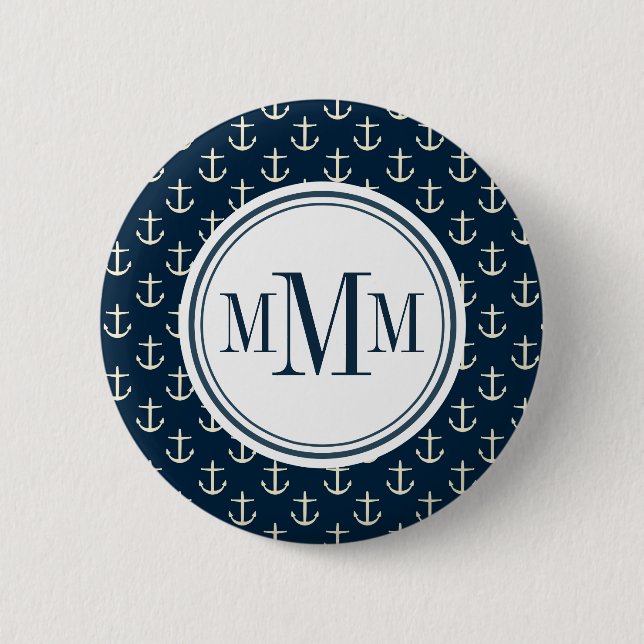Trio Monogram Anchor Pattern Button (Vorderseite)