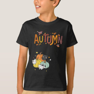 Trio Niedlich Pumpkin Cats Hallo Herbstsonntag T-Shirt