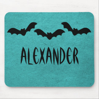 Trio of Bats Halloween Mousepad, Aquamarin Mousepad