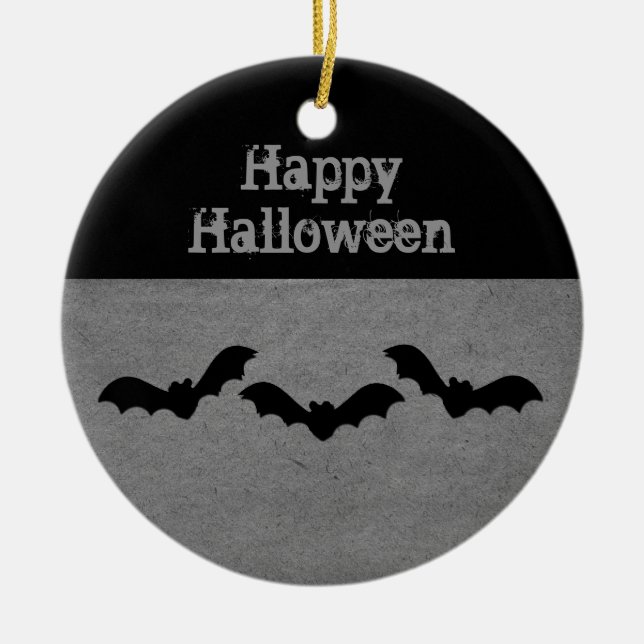 Trio of Bats Halloween Ornament, grau Keramik Ornament (Vorne)