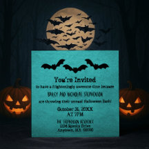 Trio of Bats Halloween-Party Einladung, Aquamarin