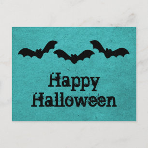 Trio of Bats Halloween Postcard, Aquamarin Postkarte