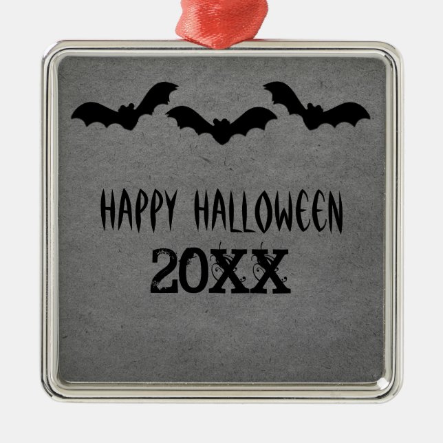 Trio of Bats Halloween Premium Ornament, grau Ornament Aus Metall (Vorne)