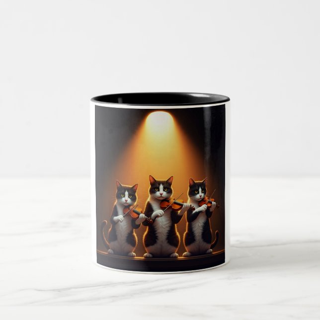 Trio of Feline Musicians Coffee Mug (Centre)