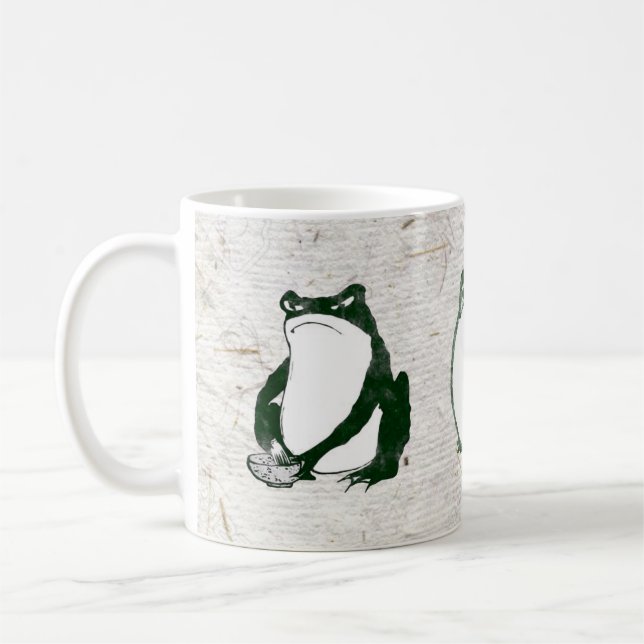 Trio of Grumpy Japanese Frogs Toads 19. Jahrhunder Kaffeetasse (Links)