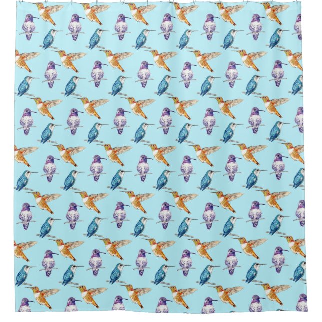 Trio of Hummingbirds Illustration Duschvorhang (Vorderseite)