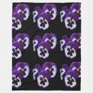 Trio of Lila White Pansy Blooms: Natures Harmony Fleecedecke