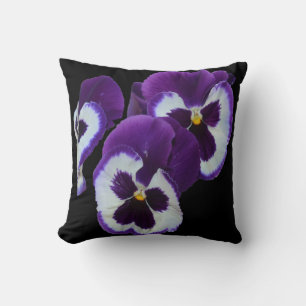 Trio of Lila White Pansy Blooms: Natures Harmony Kissen