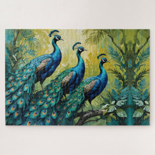 Trio of Peacocks im Urwald