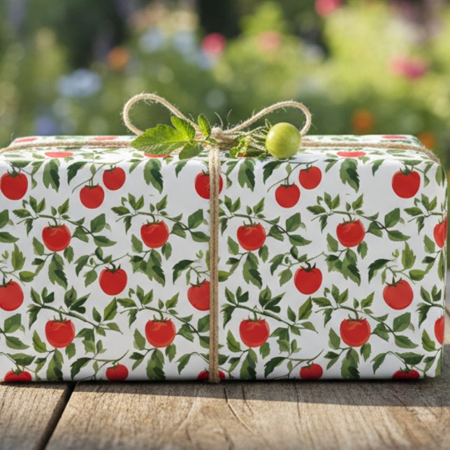 Trio of Tomato Plant Pattern Wrapping Paper Sheets Geschenkpapier Set (Love tomatoes? Here's your wrapping paper sheets)