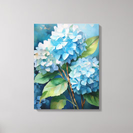 Trio of Tranquility: Blue Hydrangeas Leinwanddruck