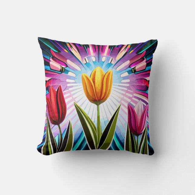 Trio of Tulips: Ein Ausbruch der Springtime-Schönh Kissen (Vorderseite)