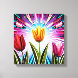 Trio of Tulips: Ein Ausbruch der Springtime-Schönh Leinwanddruck