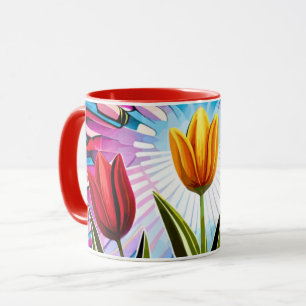 Trio of Tulips: Ein Ausbruch der Springtime-Schönh Tasse