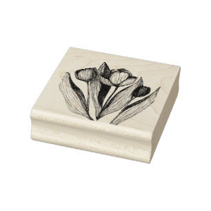 Trio of Tulips, handgezeichnete, gravierte Briefma Gummistempel