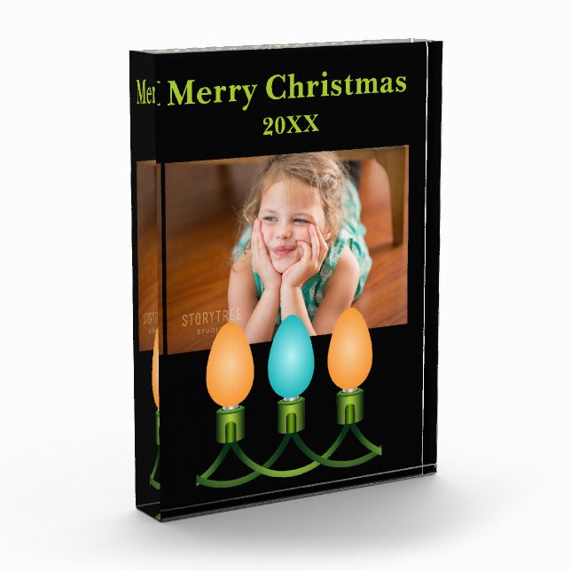 Trio Orange und Blue Personalisiert Fotoblock (Links)