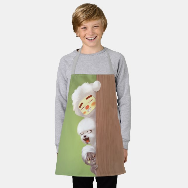 Trio Peeking Animals Schürze (Getragen)