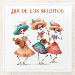 Trio tanzender Calavera zum Día de los Muertos Glasuntersetzer