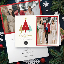 Trio Trees Bird and Holiday Cheer Modernes Busines Feiertagskarte