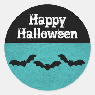 Trio von Fledermäusen Halloween-Sticker, Aquamarin Runder Aufkleber