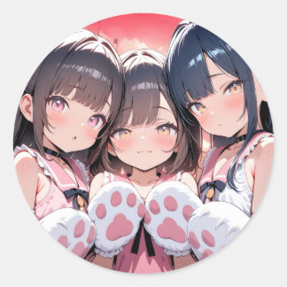 Trio von Fluffy Paws Runder Aufkleber