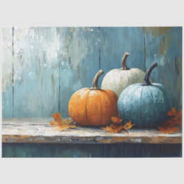 Trio von Pumpkins auf der Rustikalen Holzdekoupage Seidenpapier