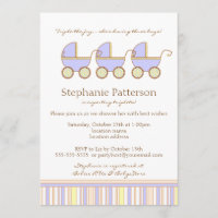 Trio-Wagen-Dreiergruppe-Baby-Duschen-Einladung