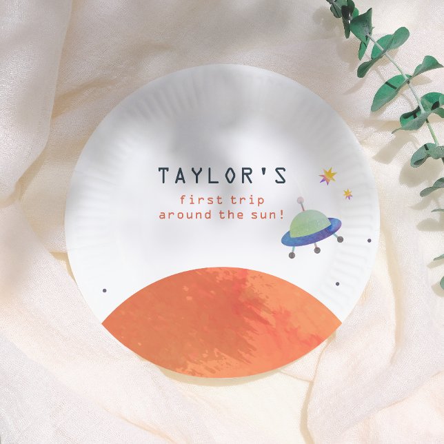 Trip Around The Sun | Space Boy Birthday Pappteller (Von Creator hochgeladen)