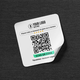 Tripadvisor Bewertungen QR-Code Bewerte Unternehme Quadratischer Aufkleber