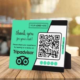TripAdvisor-Bewertungsanfrage mit Logo und QR-Code Fotoplatte