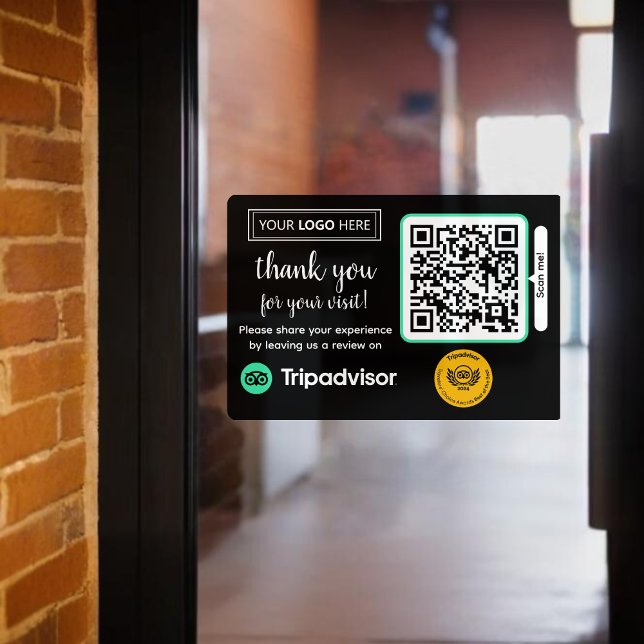 TripAdvisor-Überprüfungsanfrage mit Logo und QR-Co Fensteraufkleber (TripAdvisor review request with logo and QR Code Window Cling, get more 5 star reviews from clients)