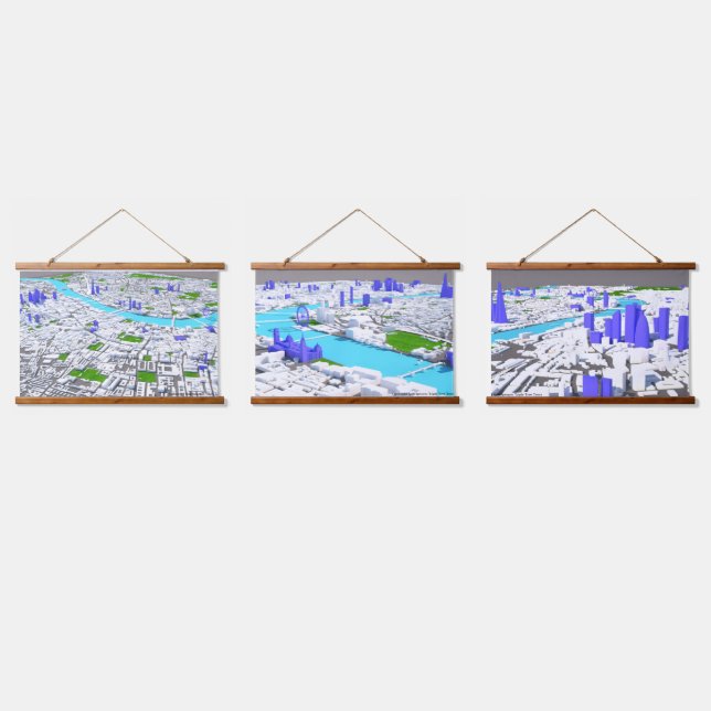 Triple 3D London Tapestes Wandteppich Mit Holzrahmen (Dreifach)