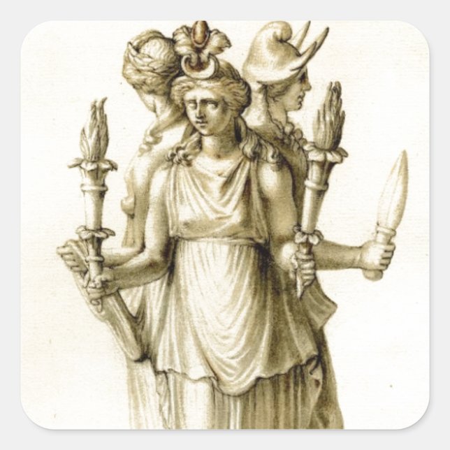 Triple-Bood Hecate Quadratischer Aufkleber (Vorderseite)