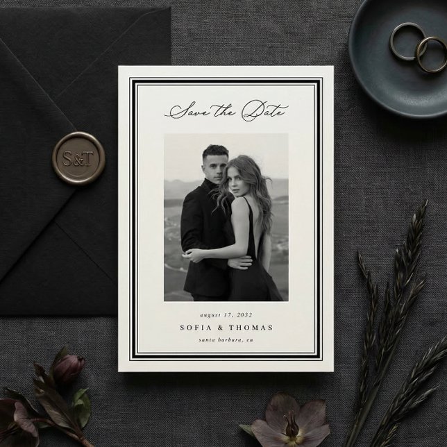 Triple Border | Simple Elegant Photo Wedding Save The Date (Von Creator hochgeladen)