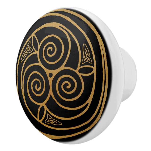Triple Celtic Knot Swirl Mandala Keramikknauf (Rechts)