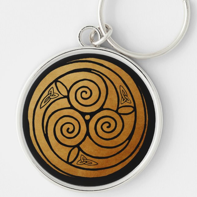 Triple Celtic Knot Swirl Mandala Schlüsselanhänger (Vorne)