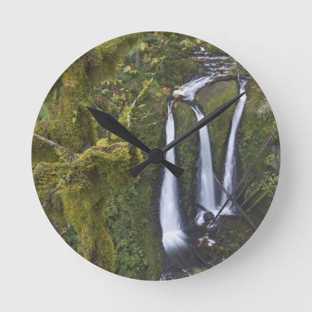 Triple Falls, Columbia River Gorge Runde Wanduhr (Vorderseite)