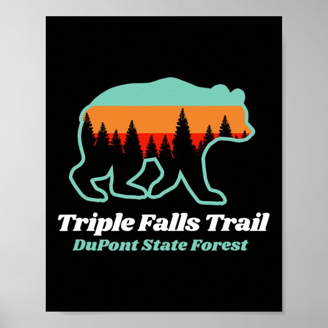Triple Falls Trail Dupont Staat Forest Bear Souven Poster (Vorne)