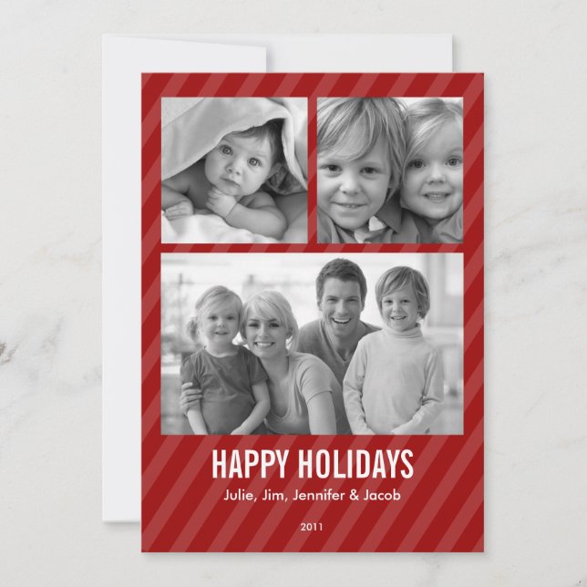 Triple Foto Holiday Card Feiertagskarte (Vorderseite)