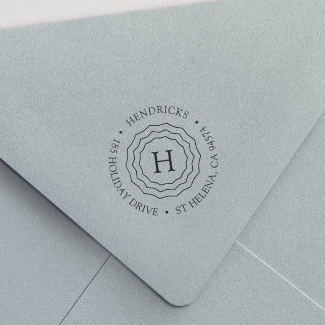 Triple Frame Monogram Round-Rücksendeadresse Permastempel (Von Creator hochgeladen)