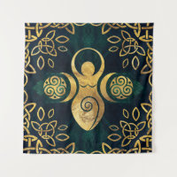 Triple Goddess mit triskele - Gold und Grün