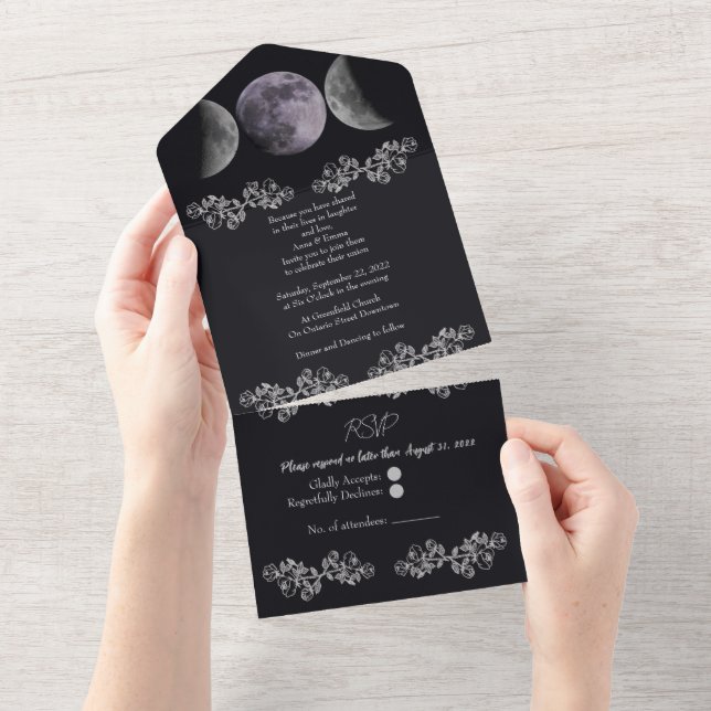 Triple Goddess Moon All in one Wedite Einladung (Abreißen)