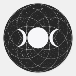 Triple Goddess Moon auf schwarz Runder Aufkleber